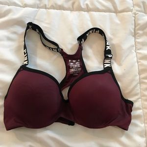 Maroon VS pink ultimate padded sports bra.